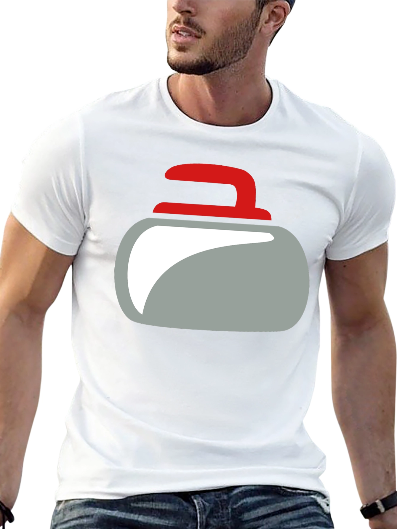 Curling Rock Graphic Tee - Unique Design Soft Cotton