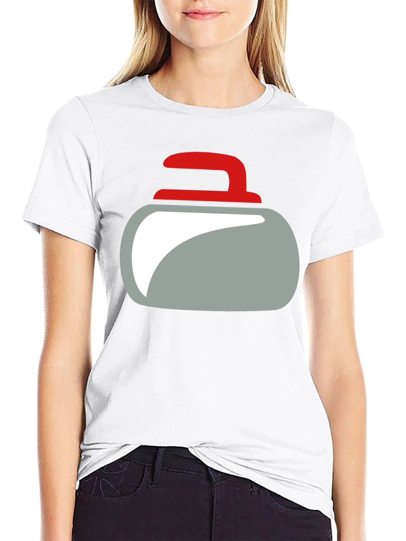Curling Rock Graphic Tee - Unique Design Soft Cotton