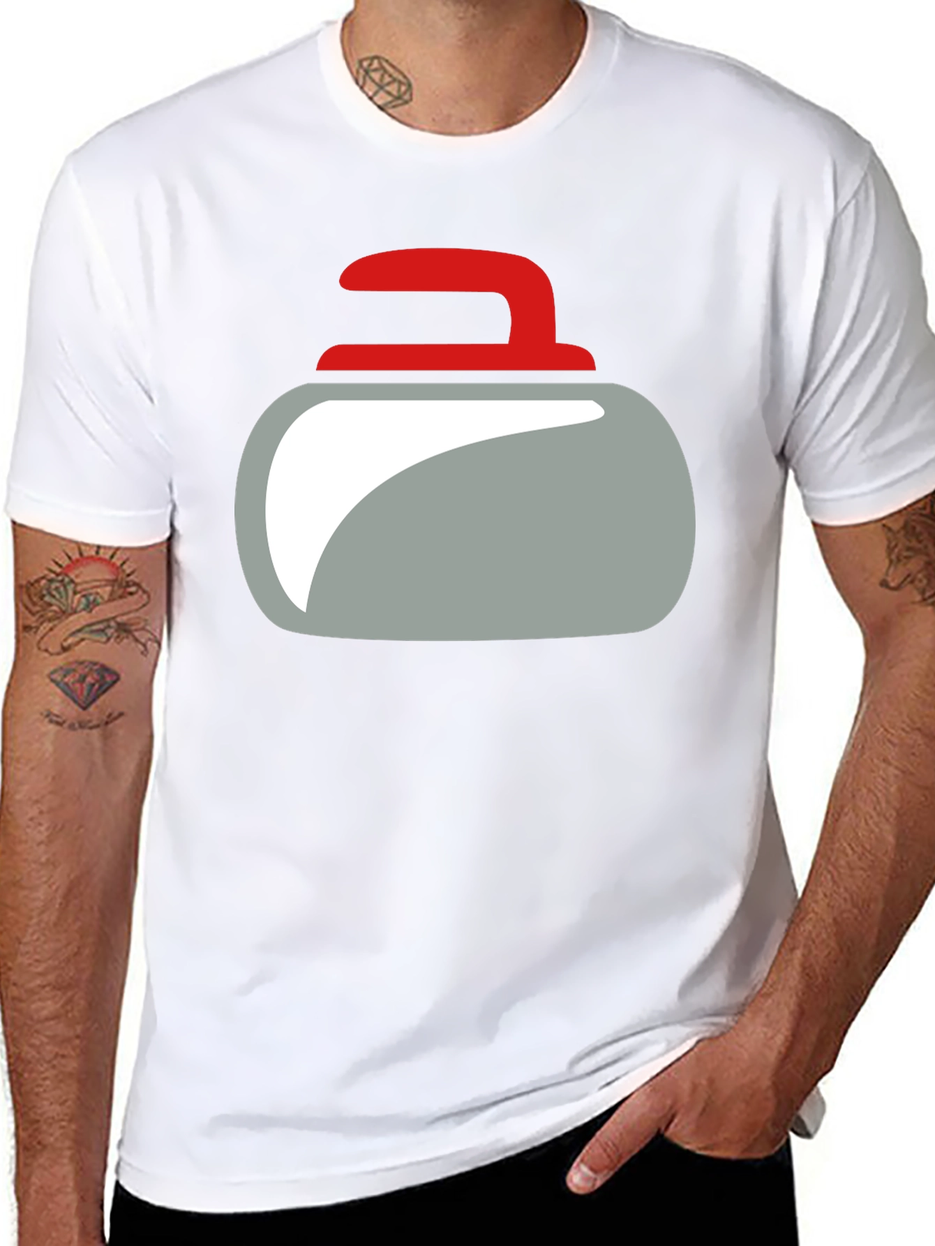 Curling Rock Graphic Tee - Unique Design Soft Cotton
