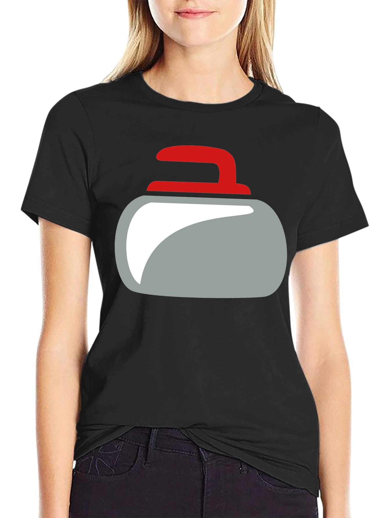Curling Rock Graphic Tee - Unique Design Soft Cotton