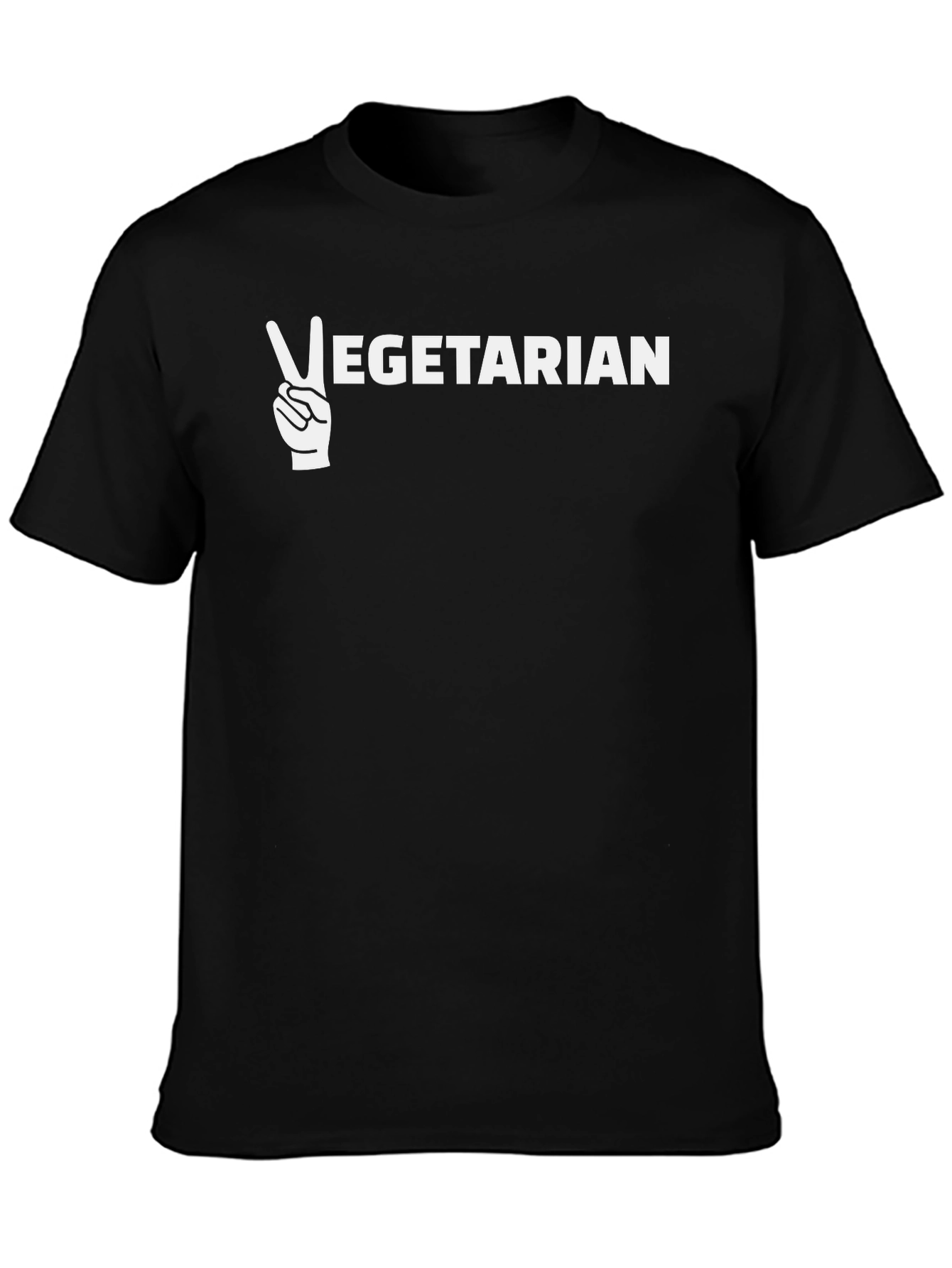 Vegetarian Peace Sign Graphic Tee - Unisex Black T-Shirt