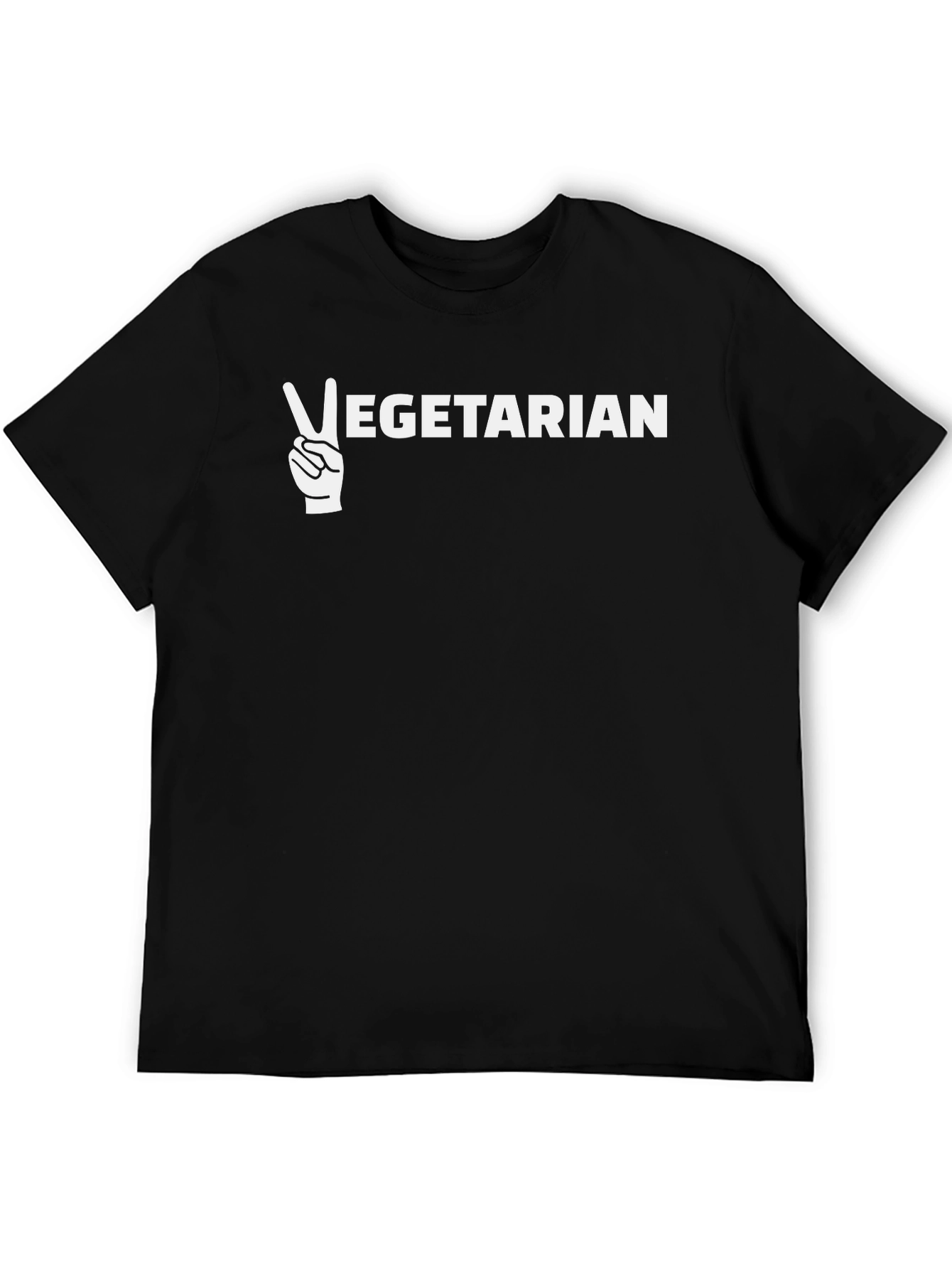 Vegetarian Peace Sign Graphic Tee - Unisex Black T-Shirt