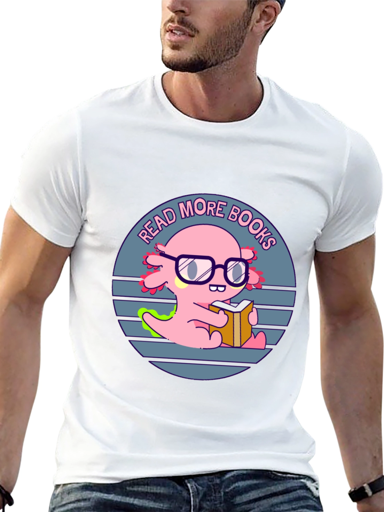 Read More Books T-Shirt - Axolotl with Glasses