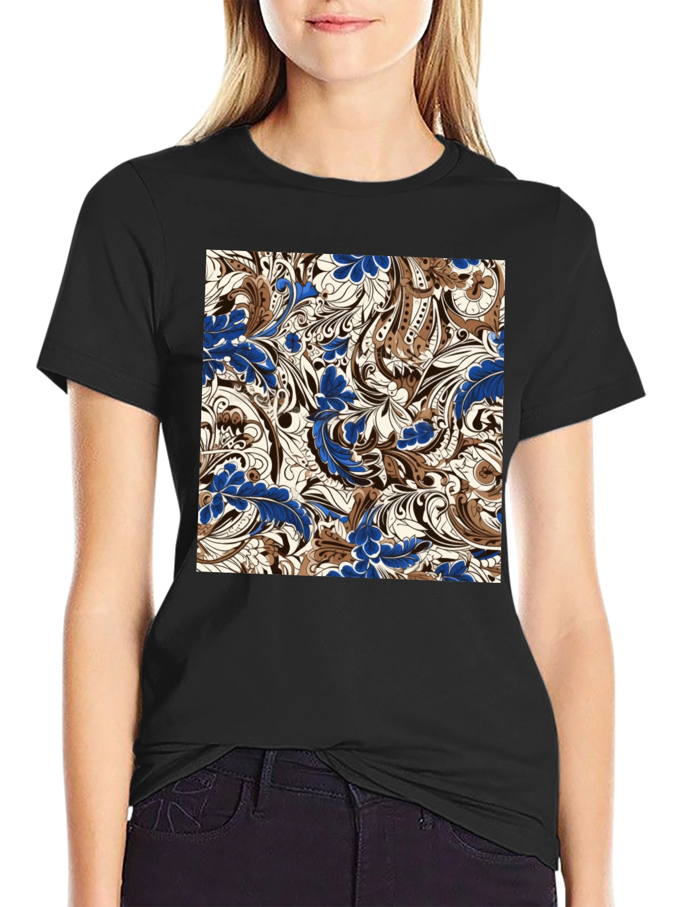 Patterned Graphic Print T-Shirt