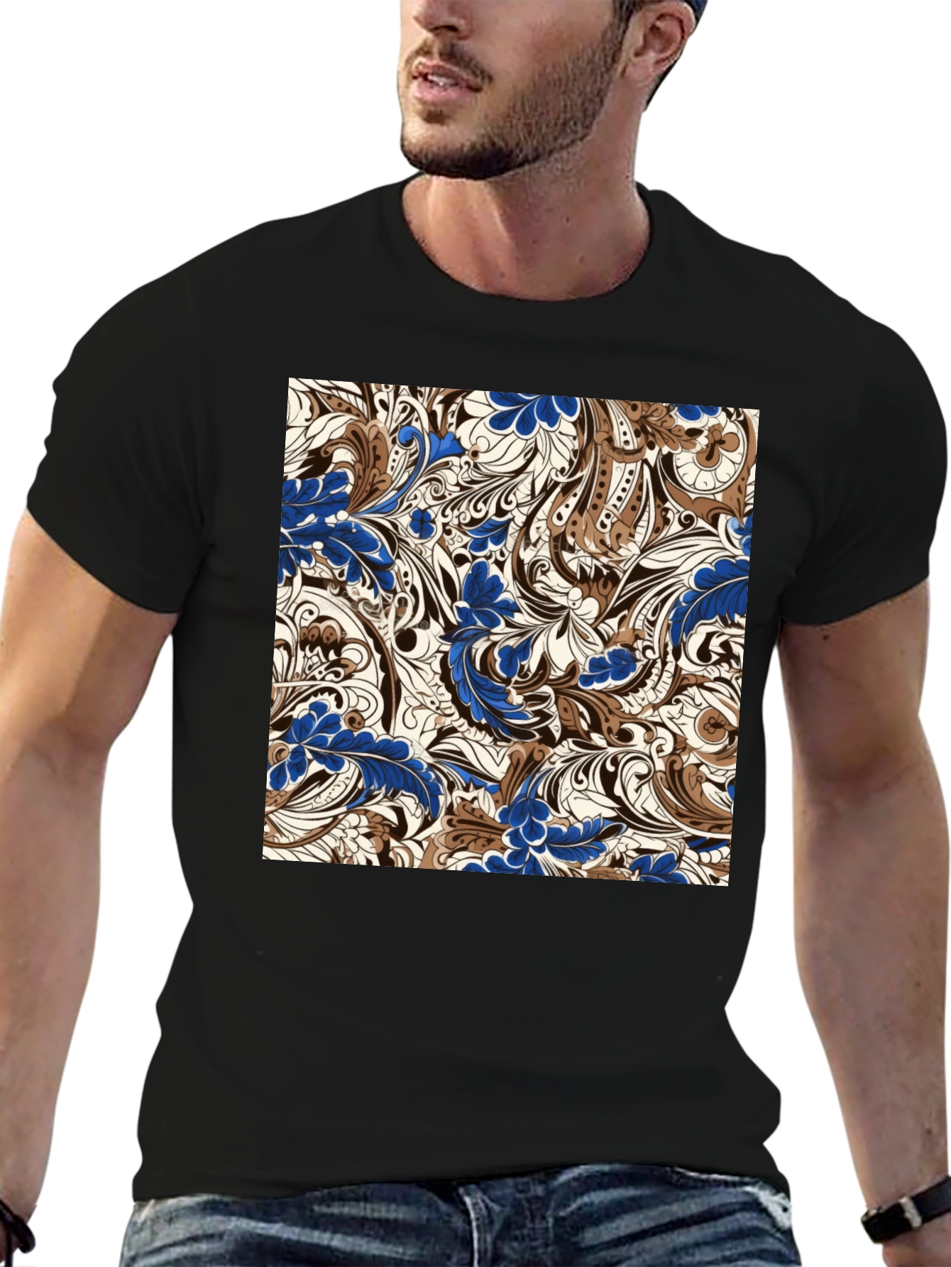 Patterned Graphic Print T-Shirt
