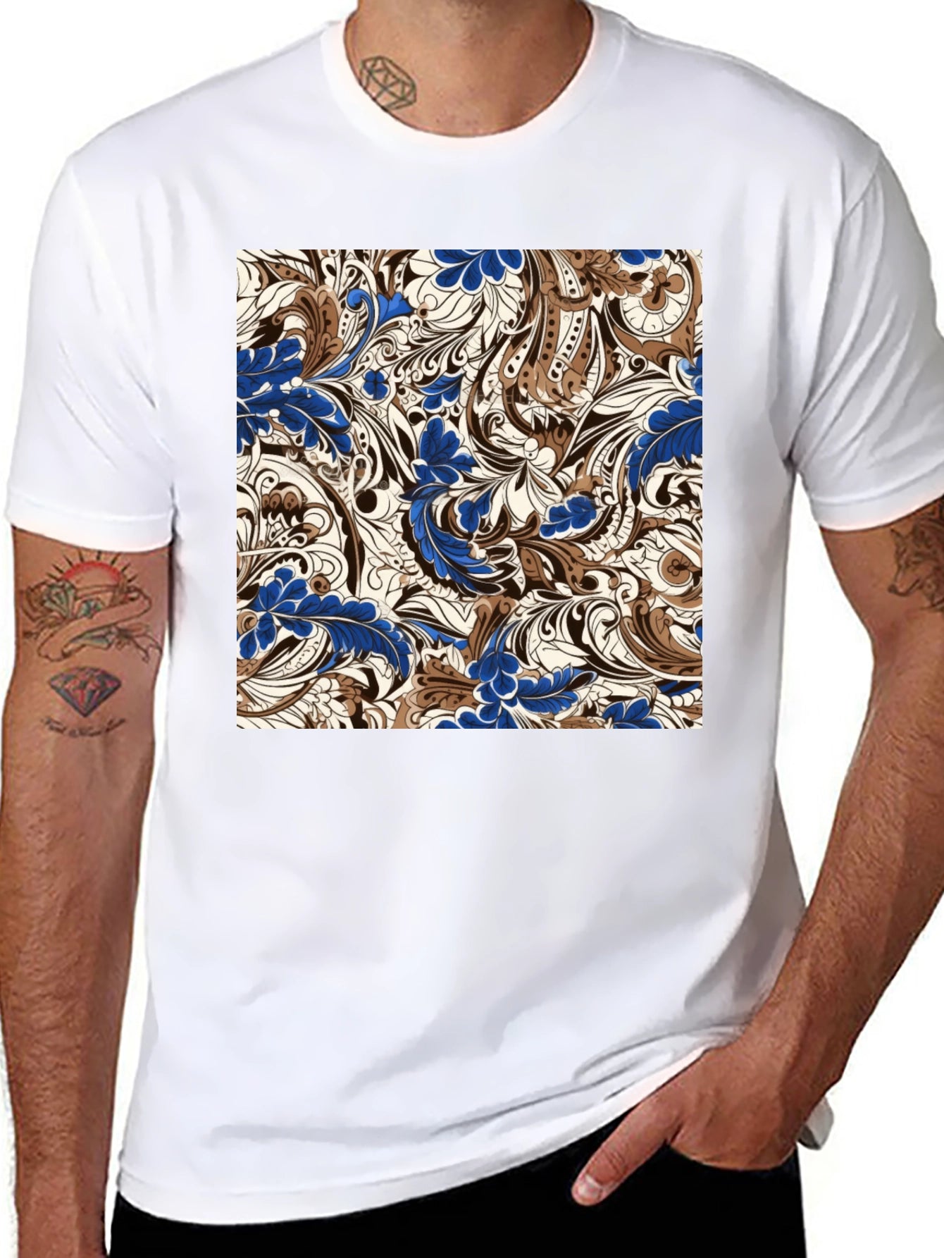 Patterned Graphic Print T-Shirt