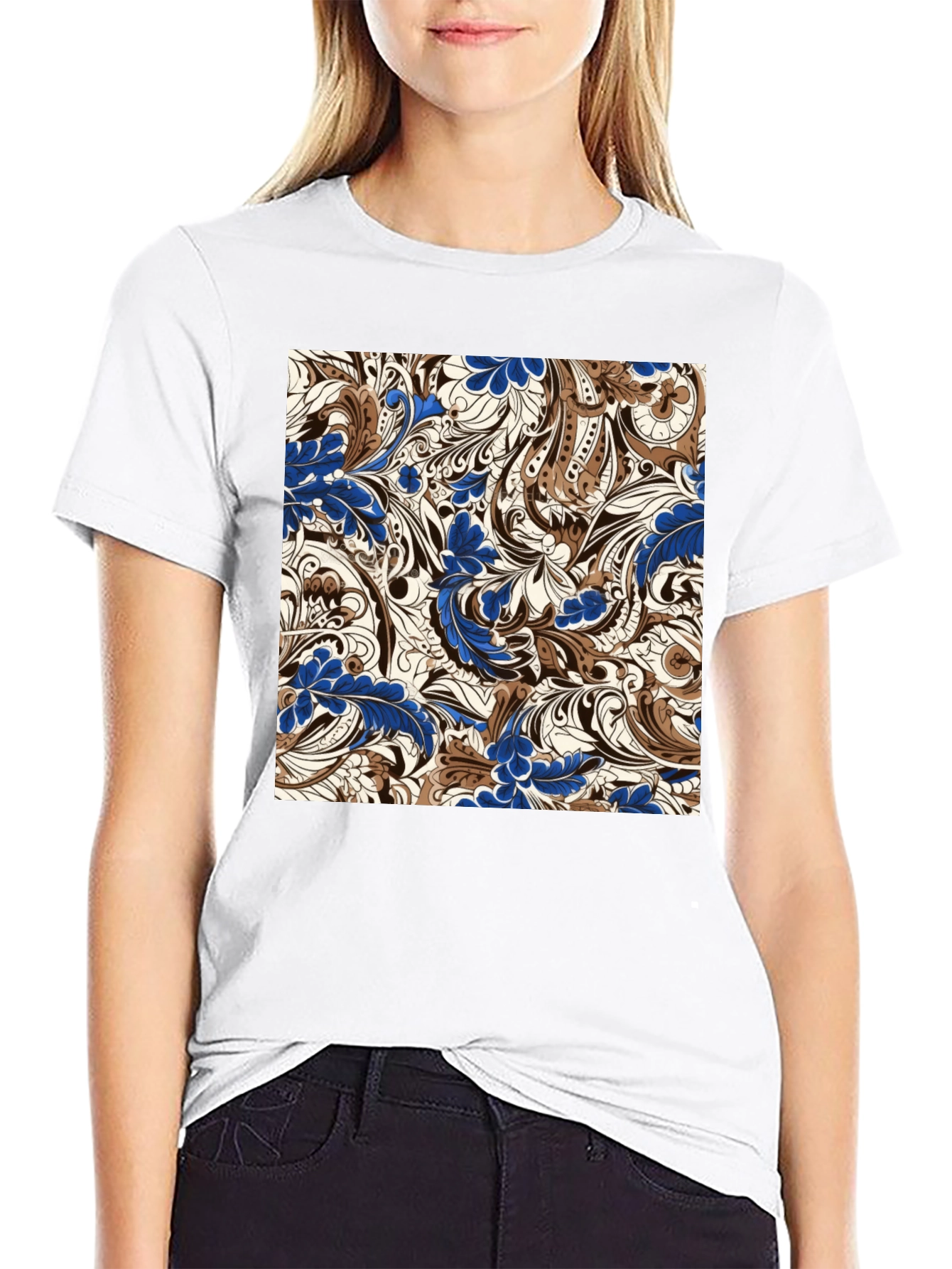 Patterned Graphic Print T-Shirt