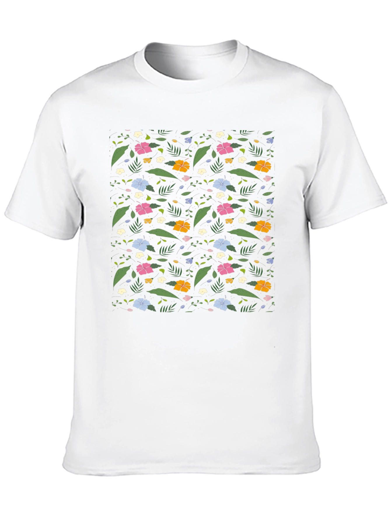 Floral Print Black Tee - Tropical Vibes