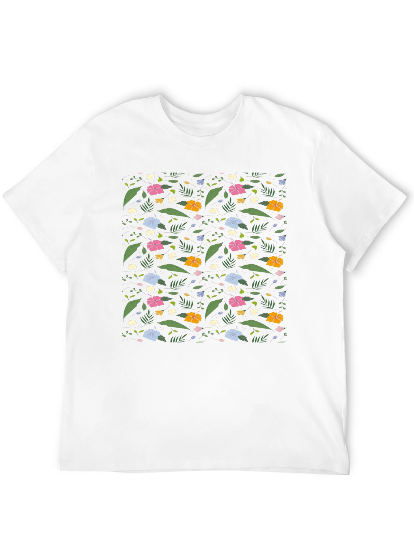 Floral Print Black Tee - Tropical Vibes