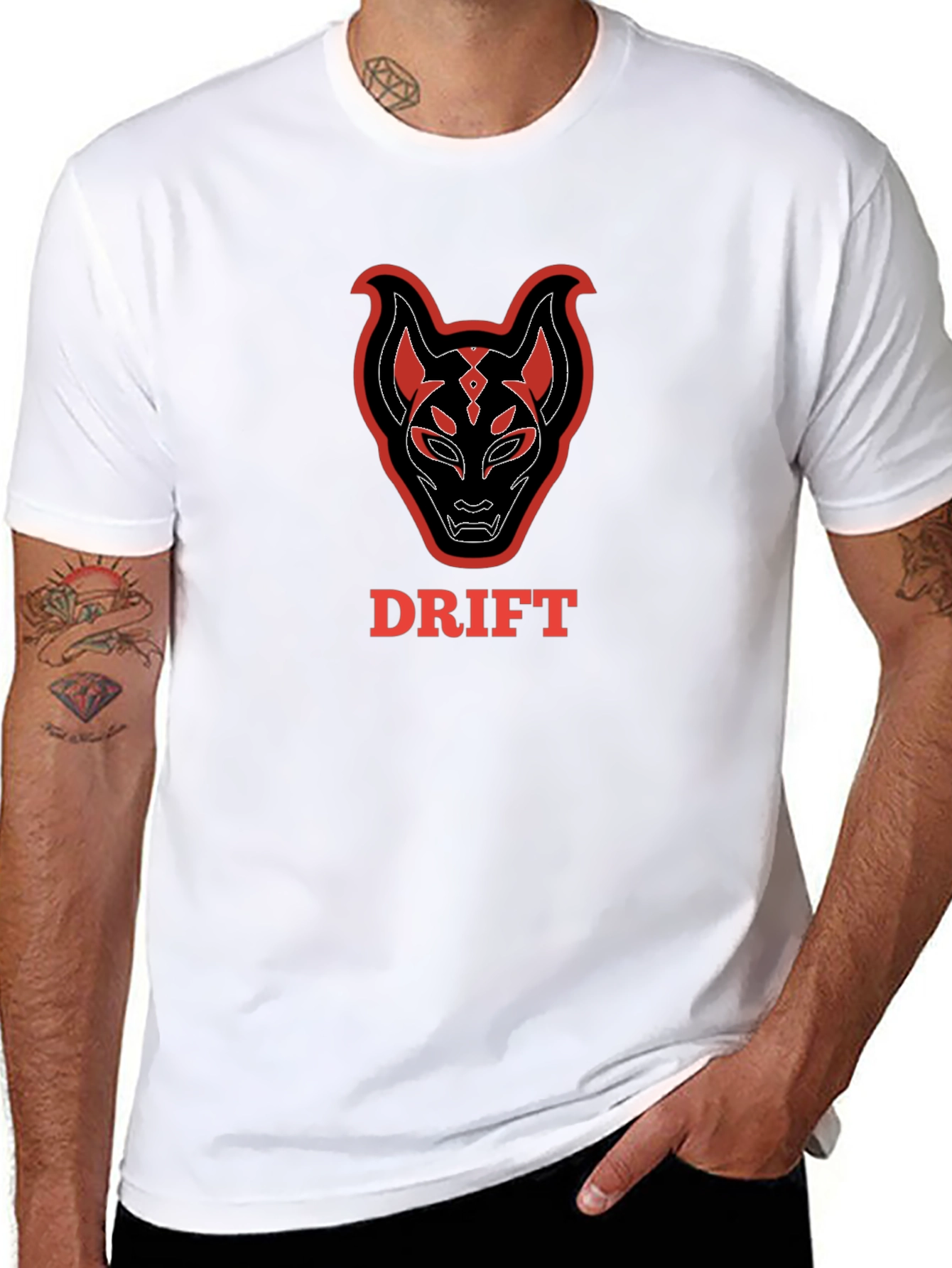 Drift Fox Mask Graphic Tee - Black Cotton T-Shirt