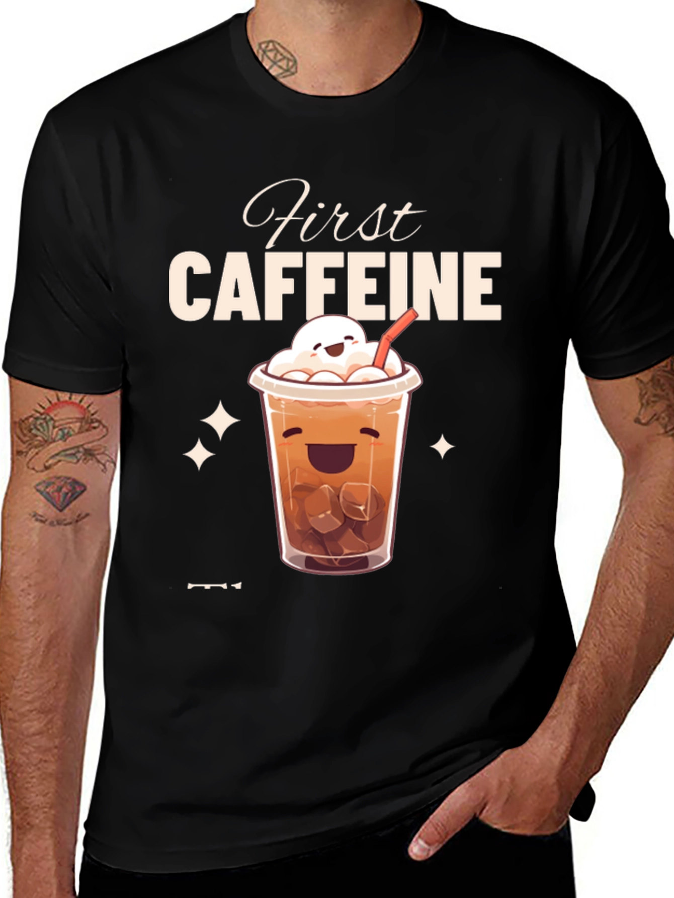 First Caffeine Kawaii Iced Coffee T-Shirt