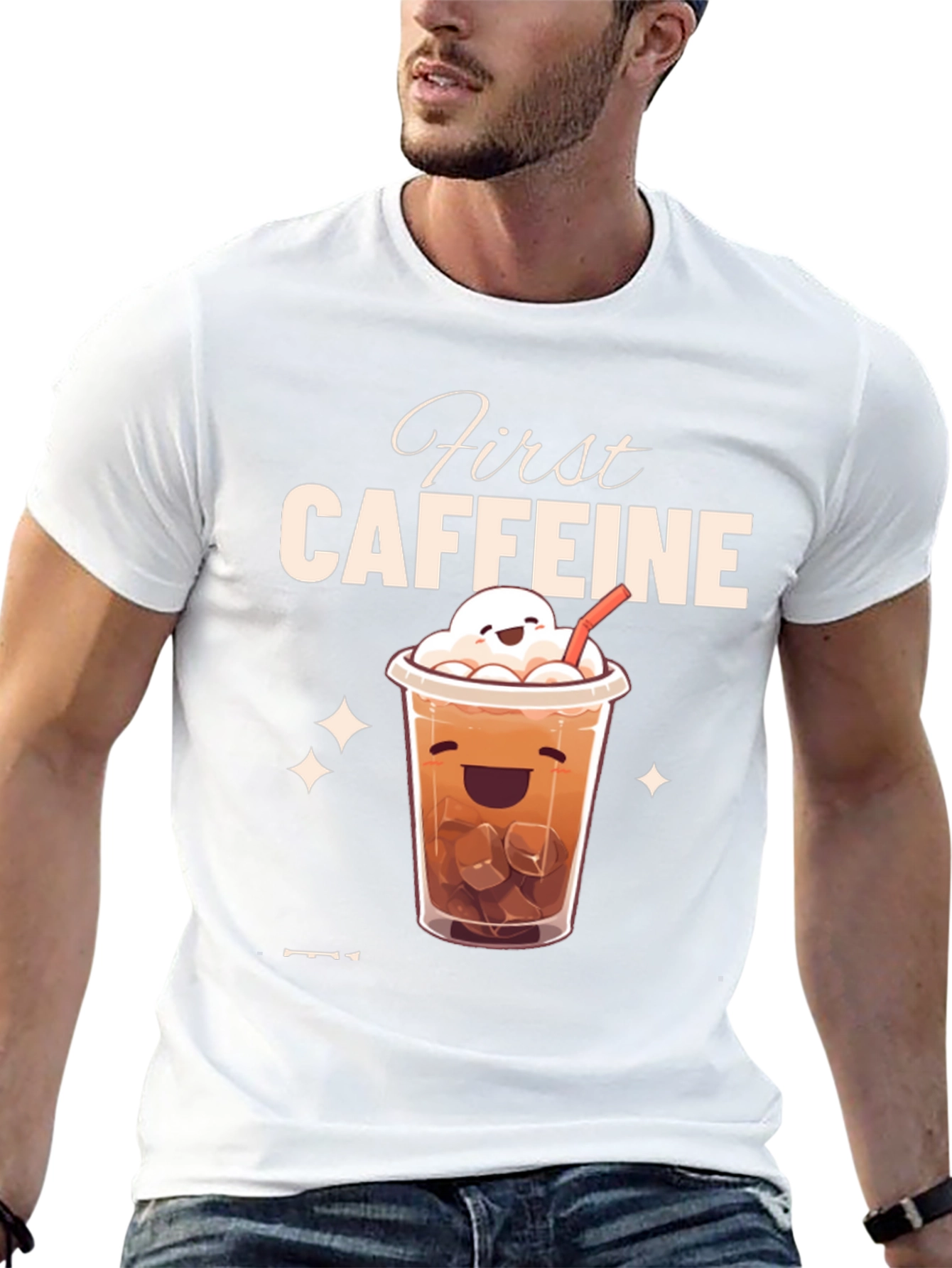 First Caffeine Kawaii Iced Coffee T-Shirt