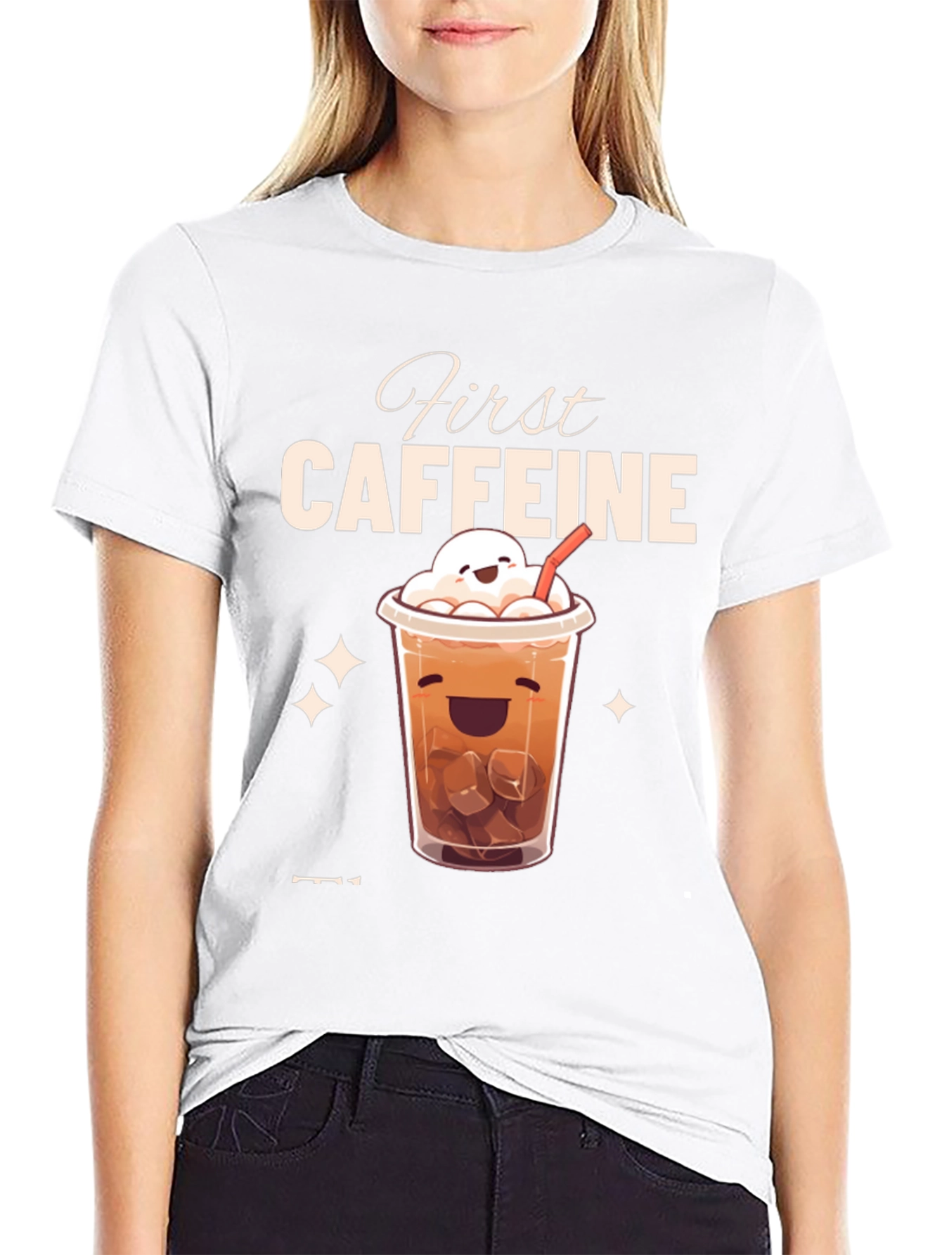 First Caffeine Kawaii Iced Coffee T-Shirt