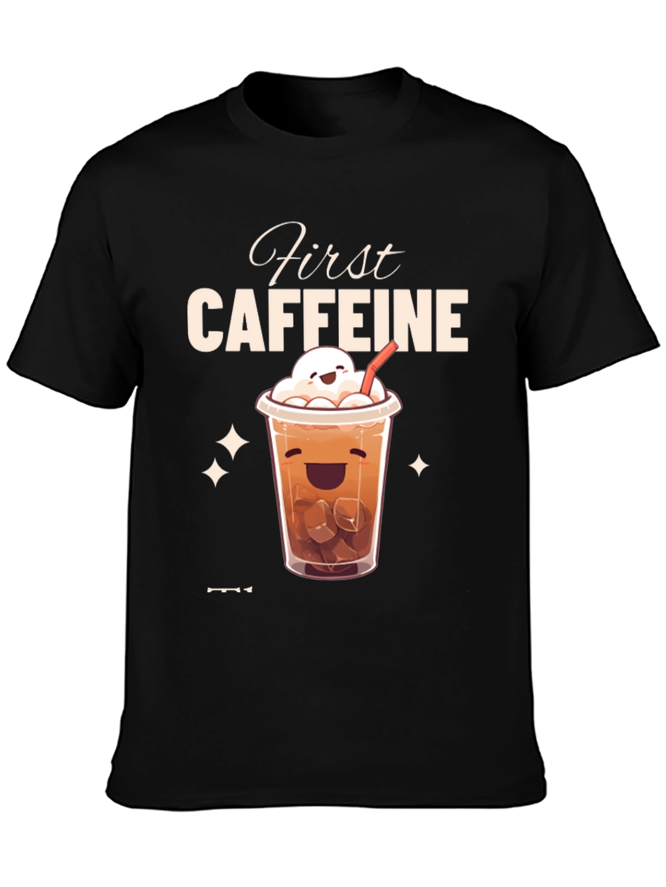 First Caffeine Kawaii Iced Coffee T-Shirt