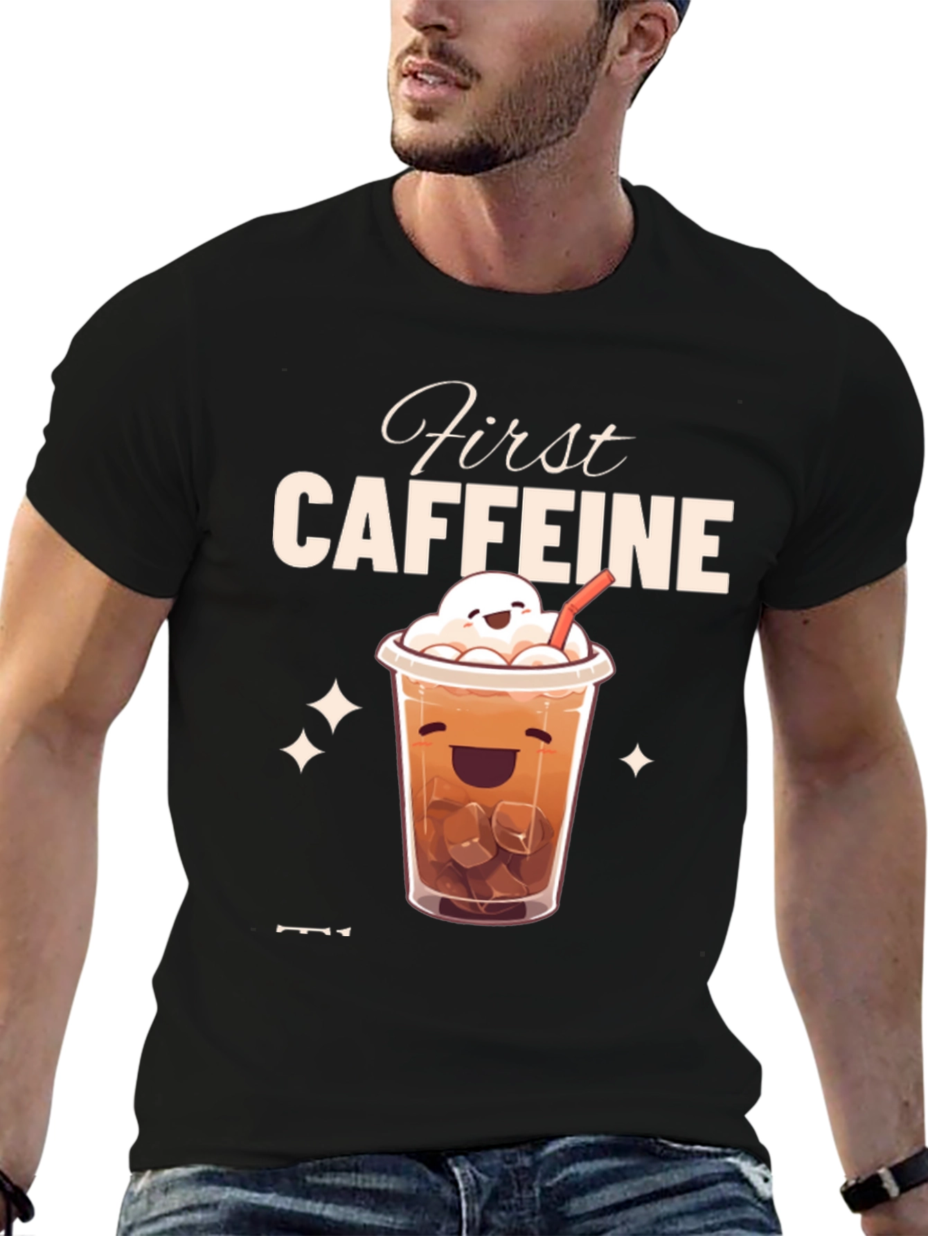 First Caffeine Kawaii Iced Coffee T-Shirt