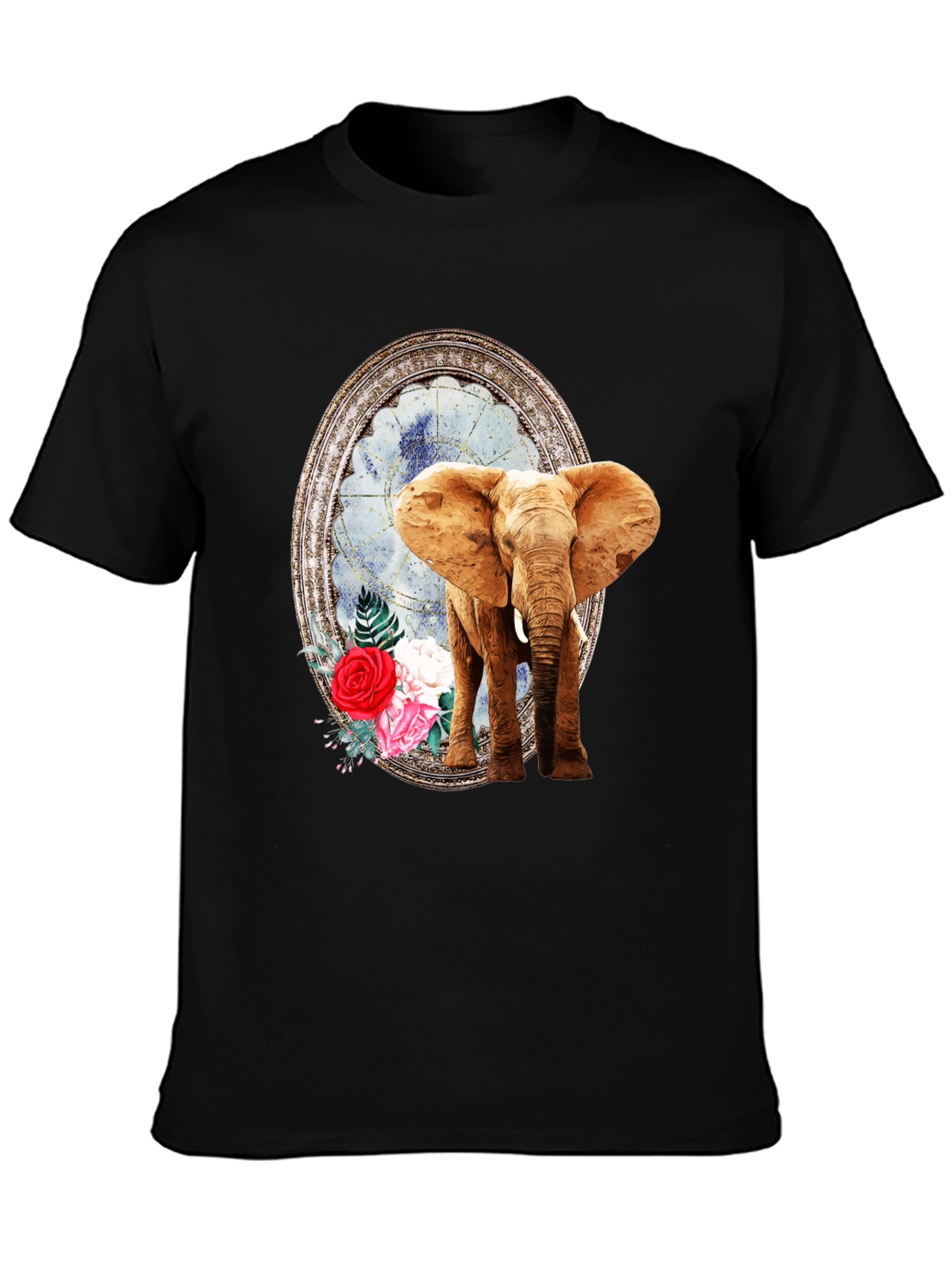 Elephant Floral Frame Graphic T-Shirt