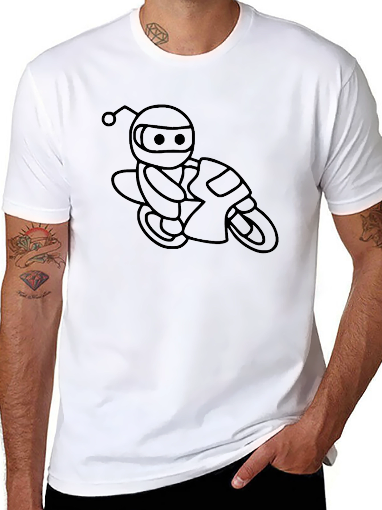 Robot Rider Graphic Tee - Cool Black T-Shirt