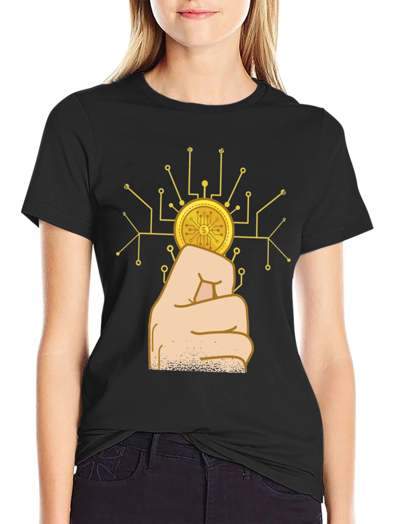 Crypto Coin Fist Black T-Shirt