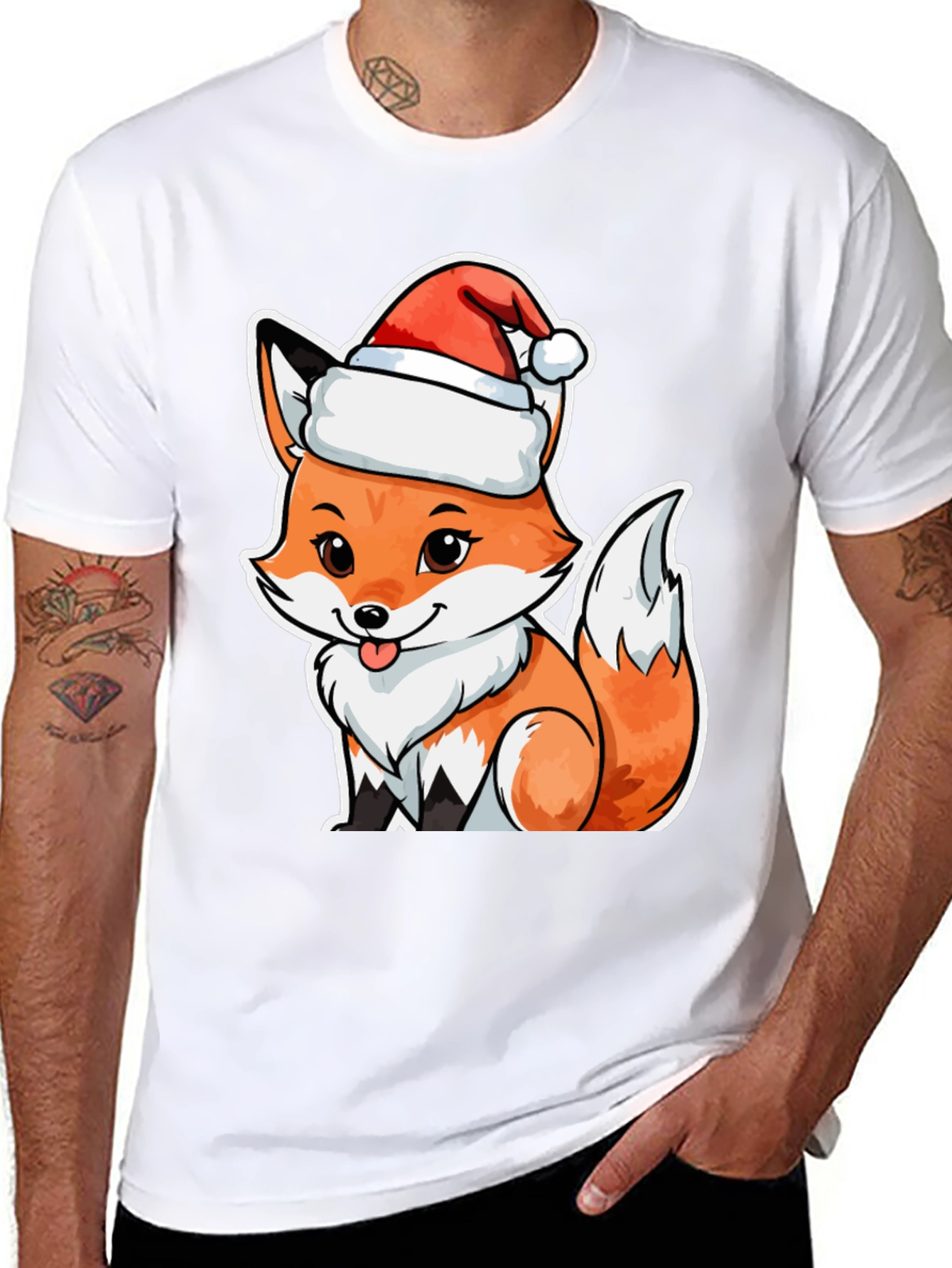 Festive Fox Tee - Cute Christmas Style