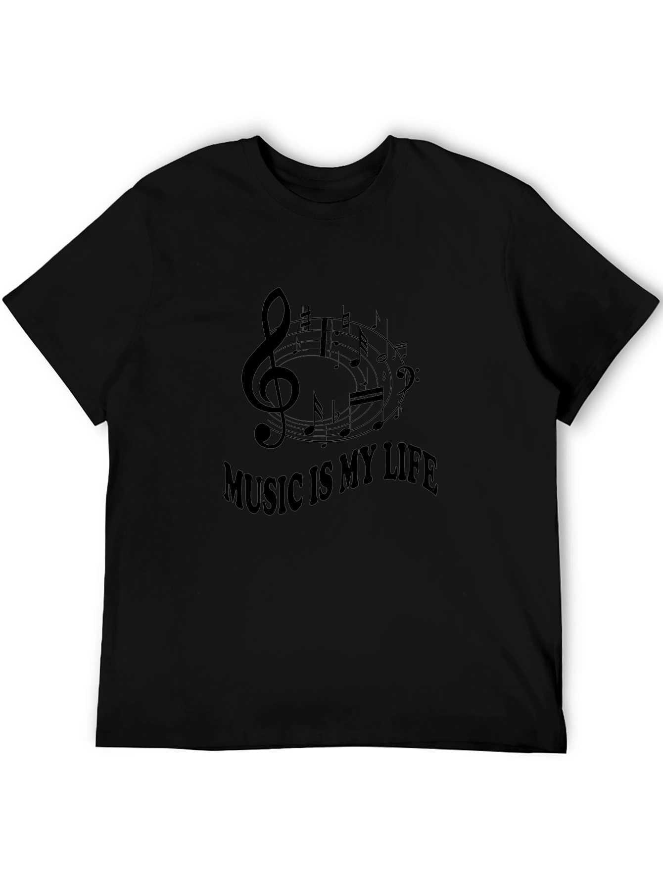 Music is My Life T-Shirt - Black Cotton Tee