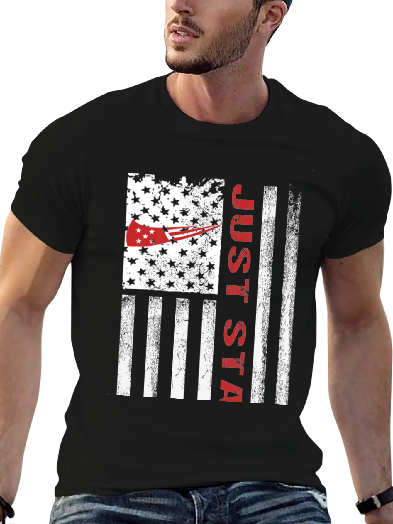 Just Stay T-Shirt American Flag Patriotic Design