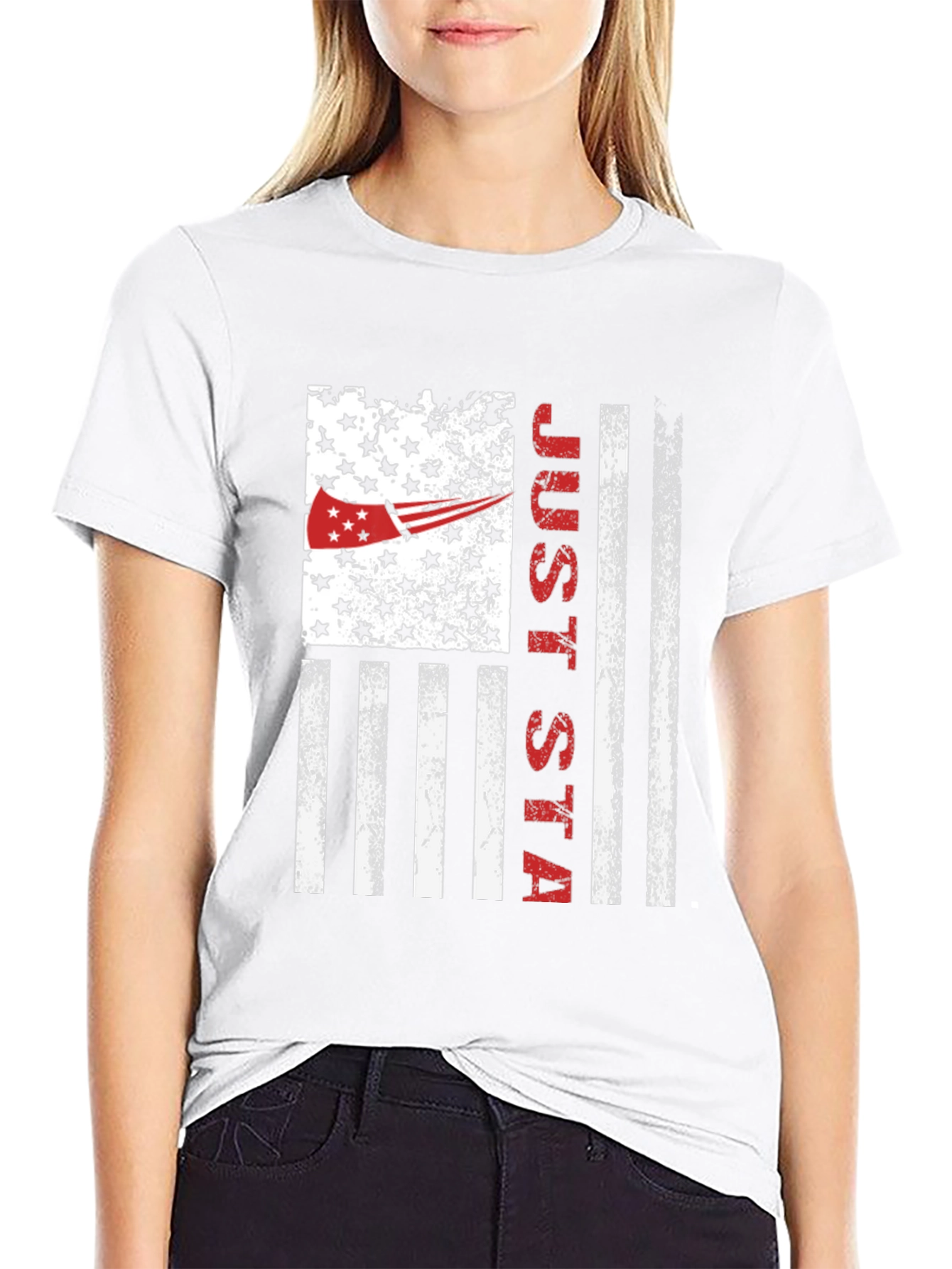 Just Stay T-Shirt American Flag Patriotic Design