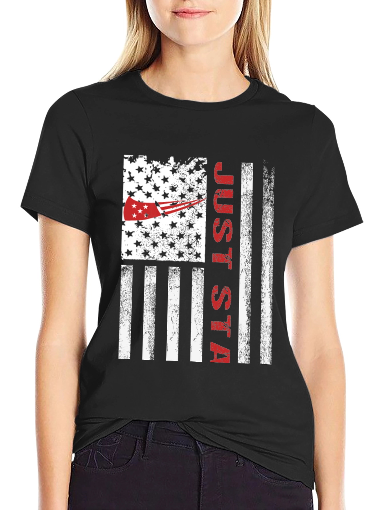 Just Stay T-Shirt American Flag Patriotic Design