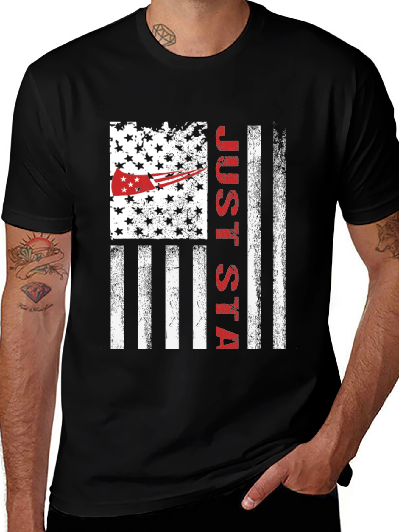 Just Stay T-Shirt American Flag Patriotic Design