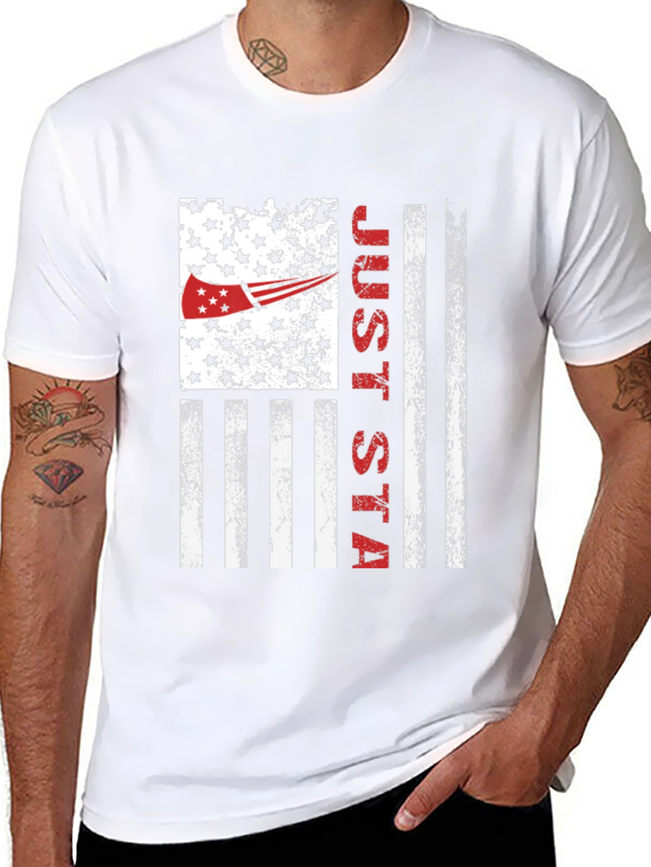Just Stay T-Shirt American Flag Patriotic Design