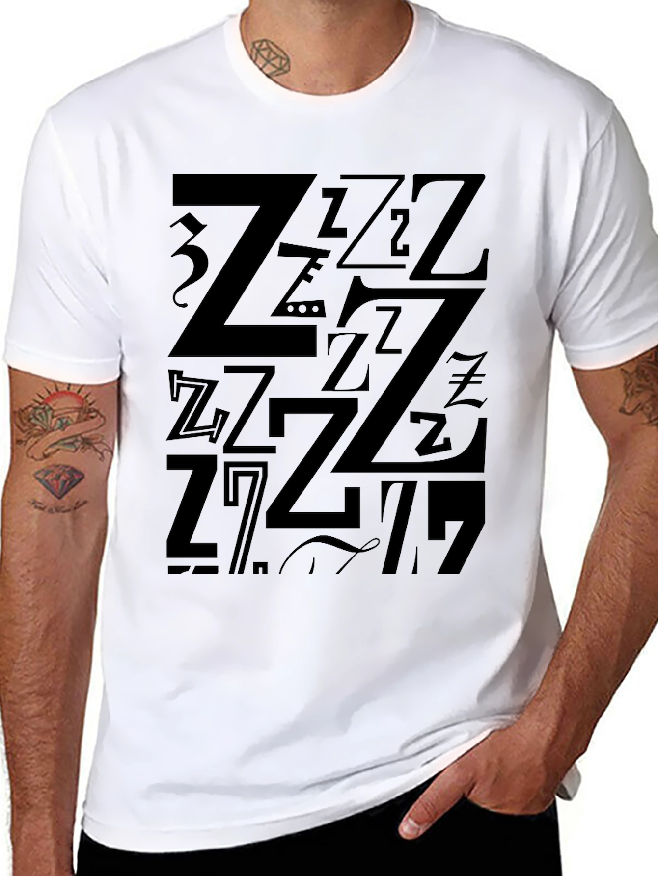 Abstract Z Pattern Black T-Shirt