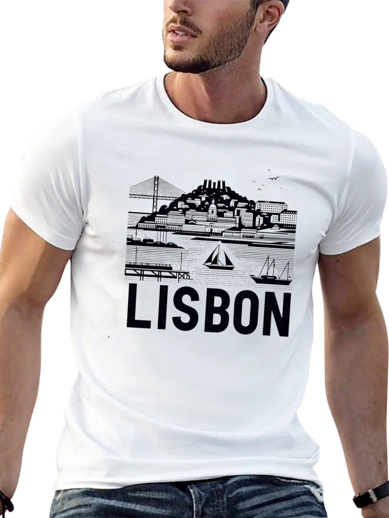Lisbon Graphic Tee - Cityscape Design