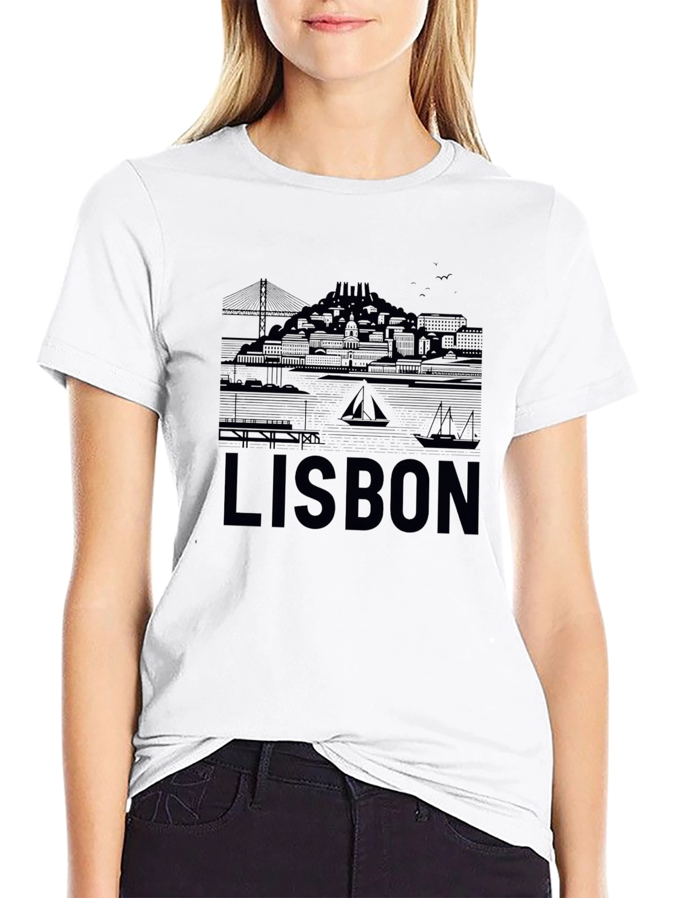 Lisbon Graphic Tee - Cityscape Design