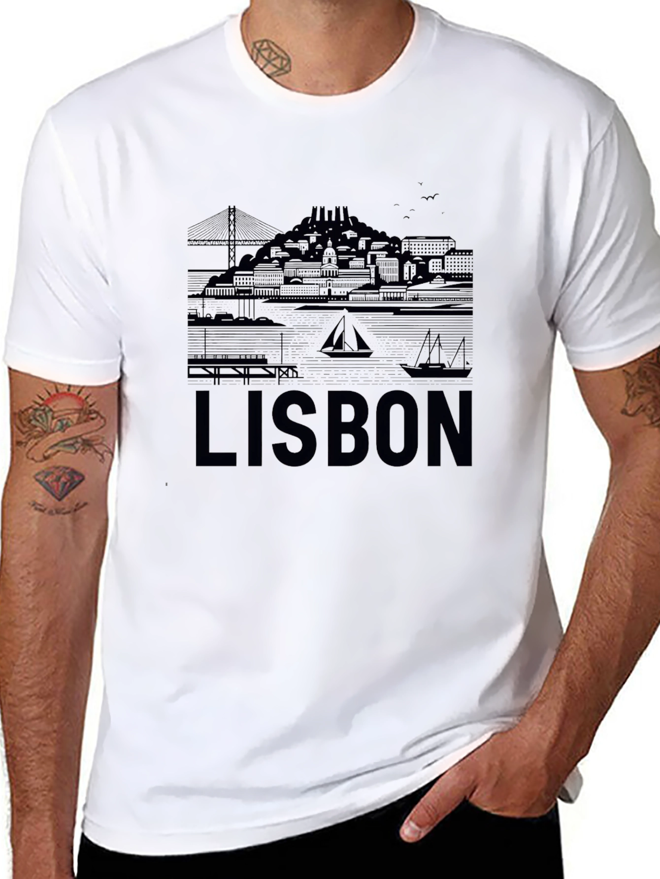 Lisbon Graphic Tee - Cityscape Design