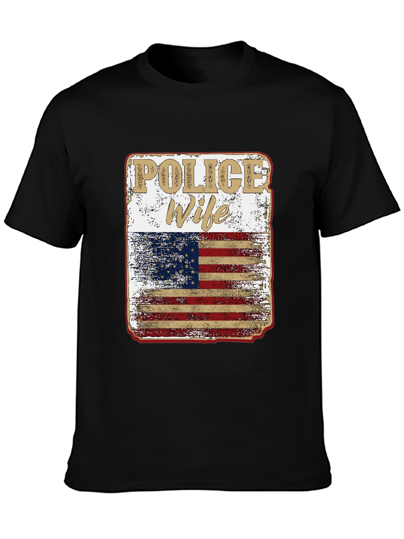 Police Wife American Flag Graphic Tee