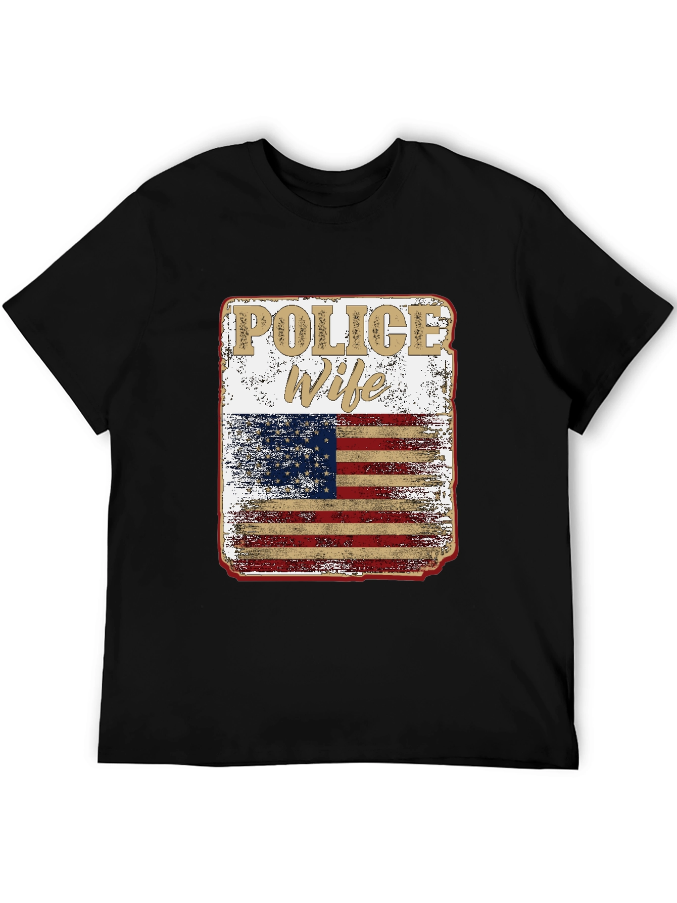 Police Wife American Flag Graphic Tee