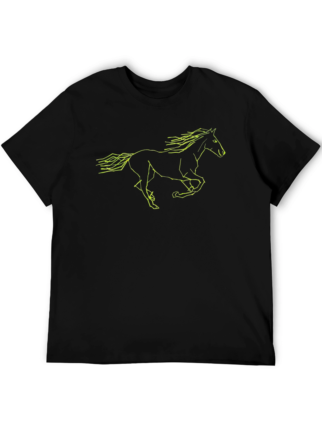 Black T-Shirt with Neon Horse Graphic