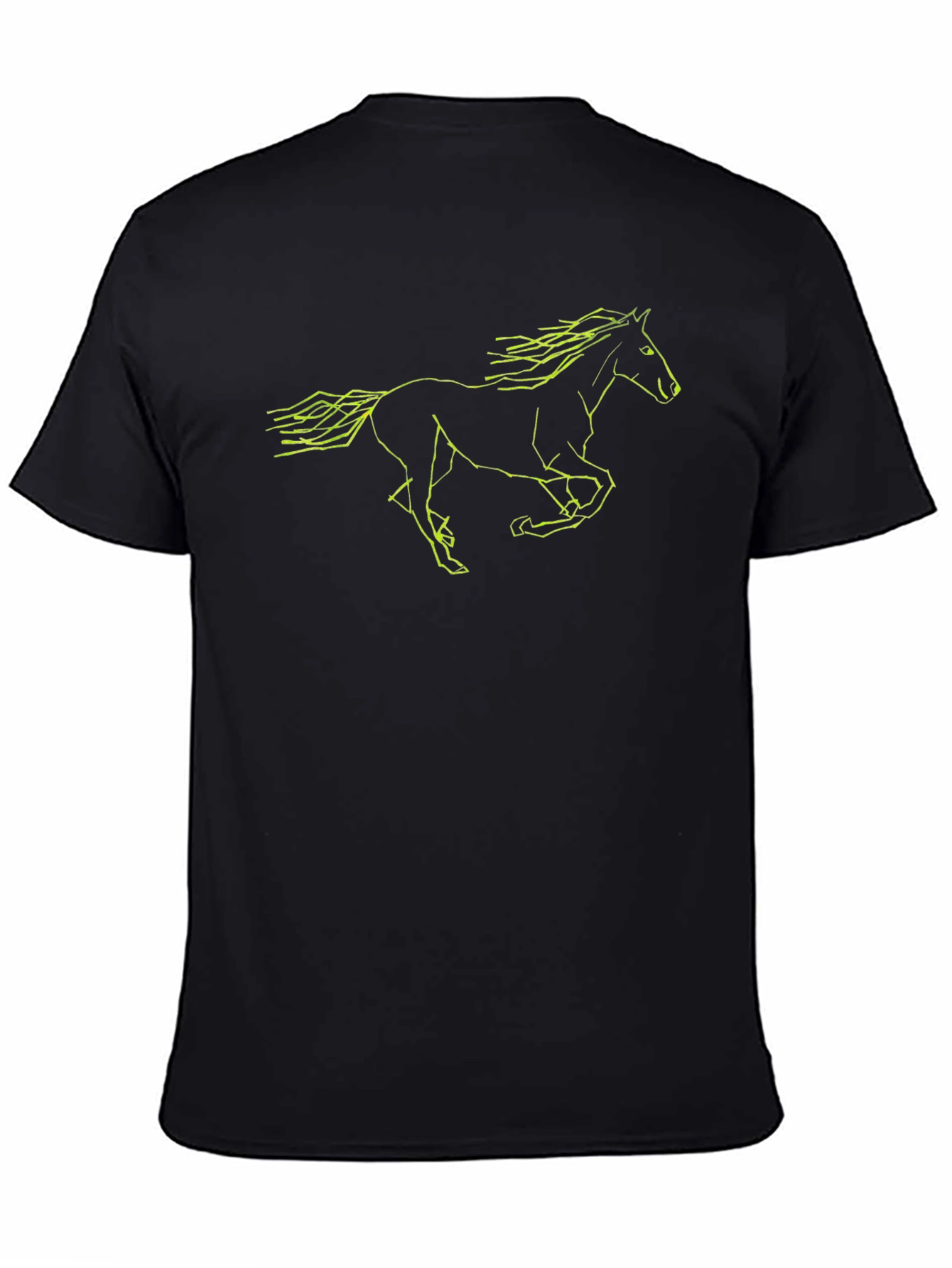 Black T-Shirt with Neon Horse Graphic