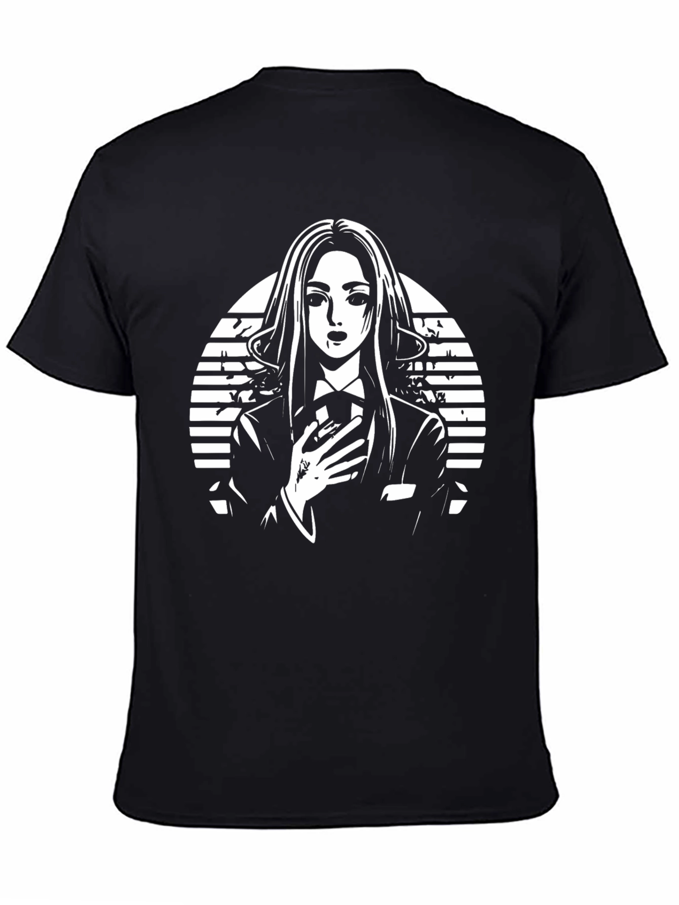 Anime Style Graphic Print Black T-Shirt