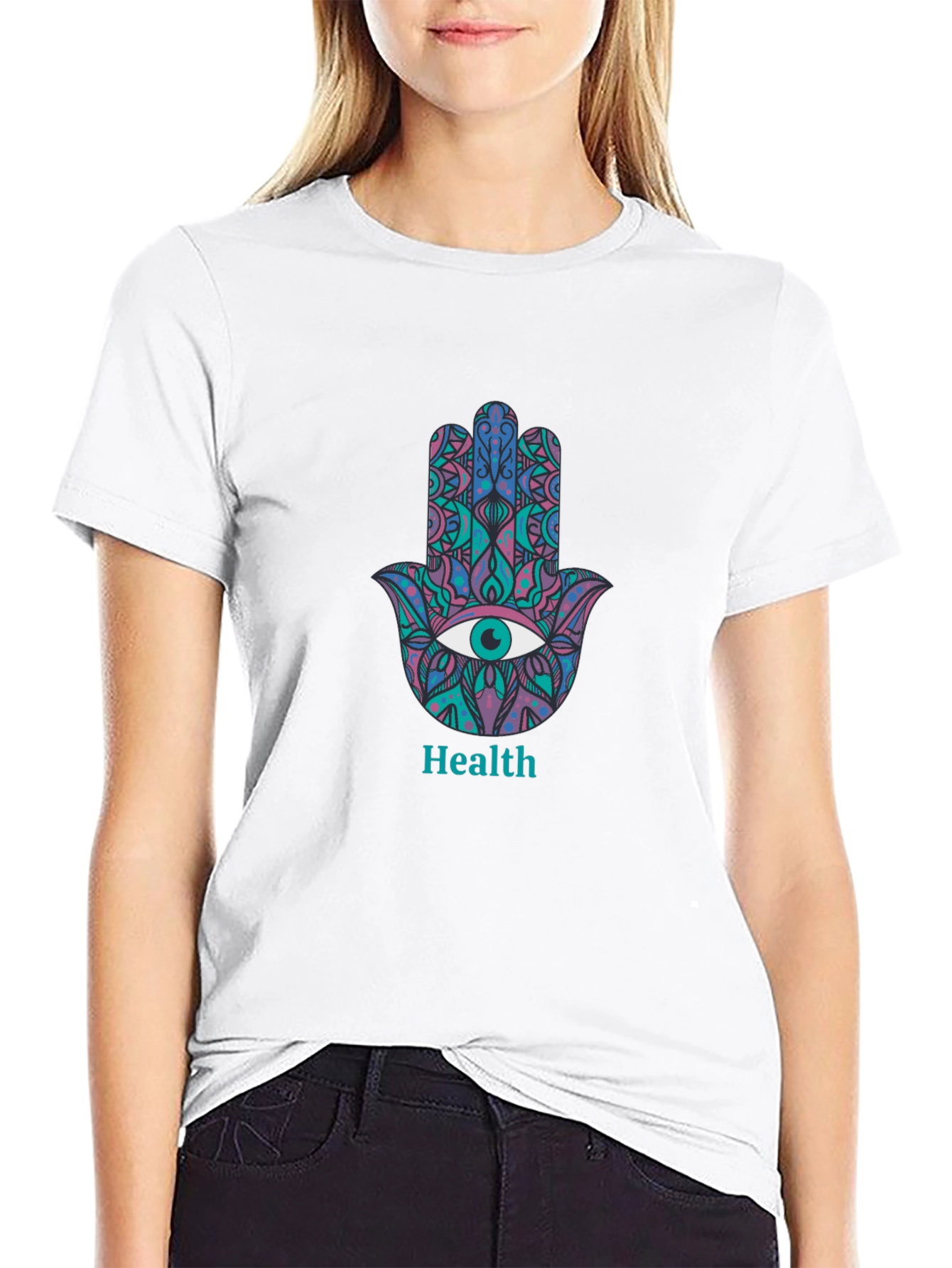 Hamsa Hand Health Graphic Tee - Stylish Comfort