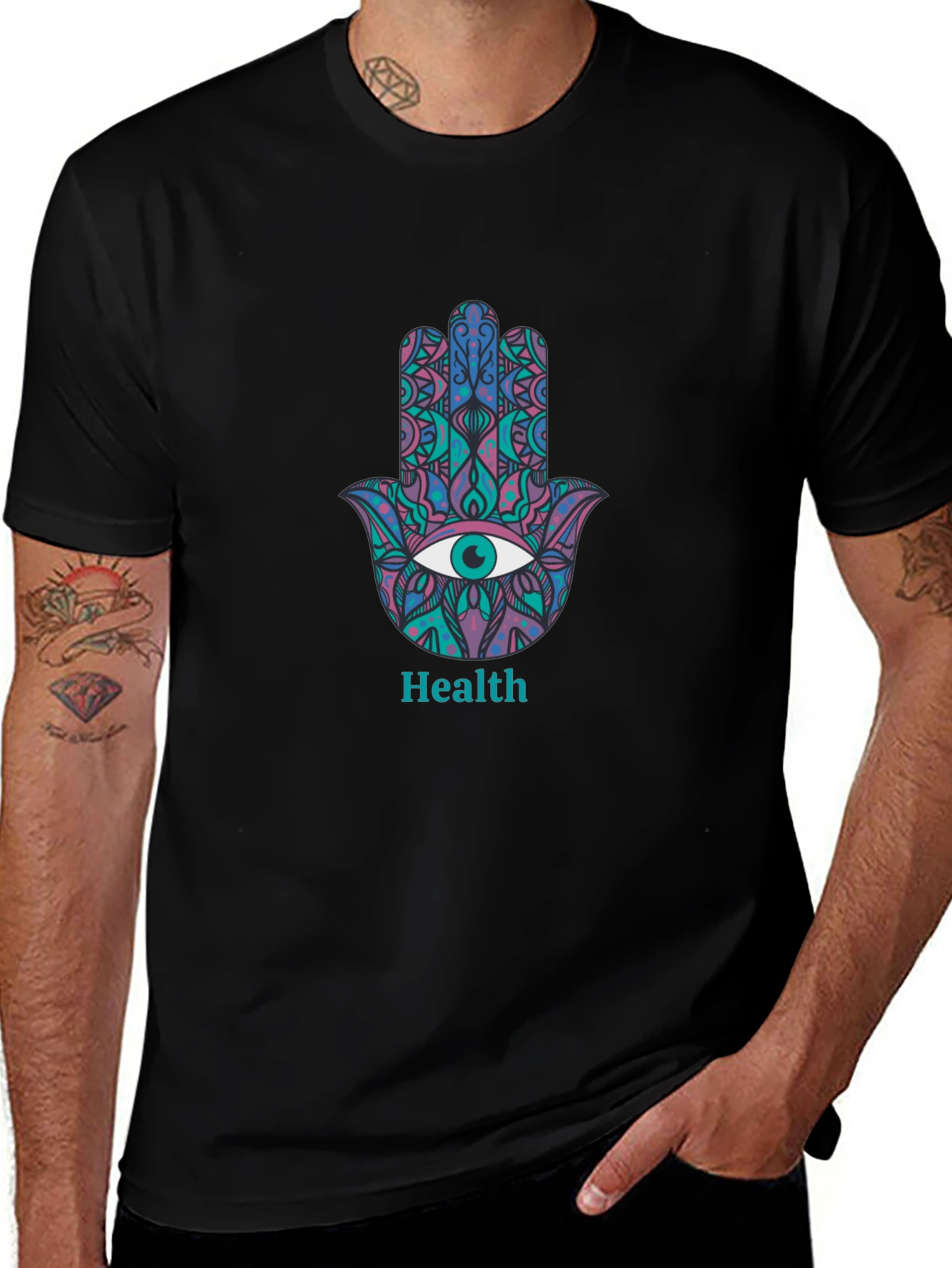 Hamsa Hand Health Graphic Tee - Stylish Comfort