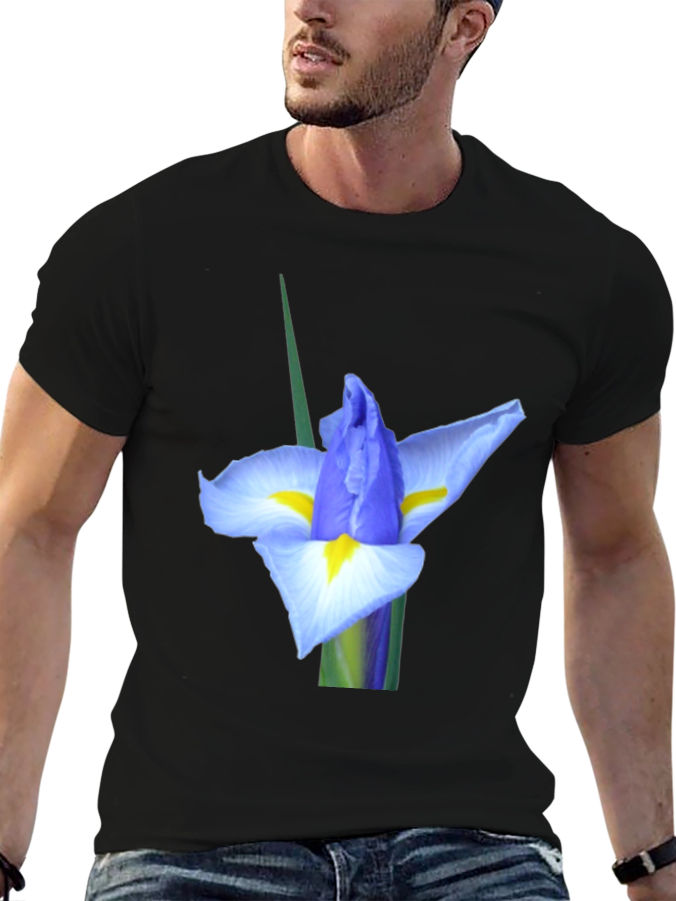 Iris Flower Graphic Tee - Black