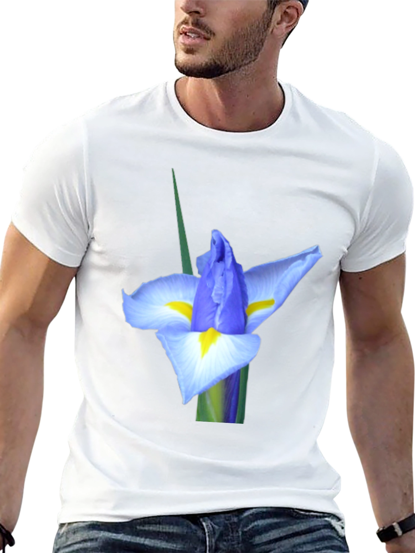 Iris Flower Graphic Tee - Black