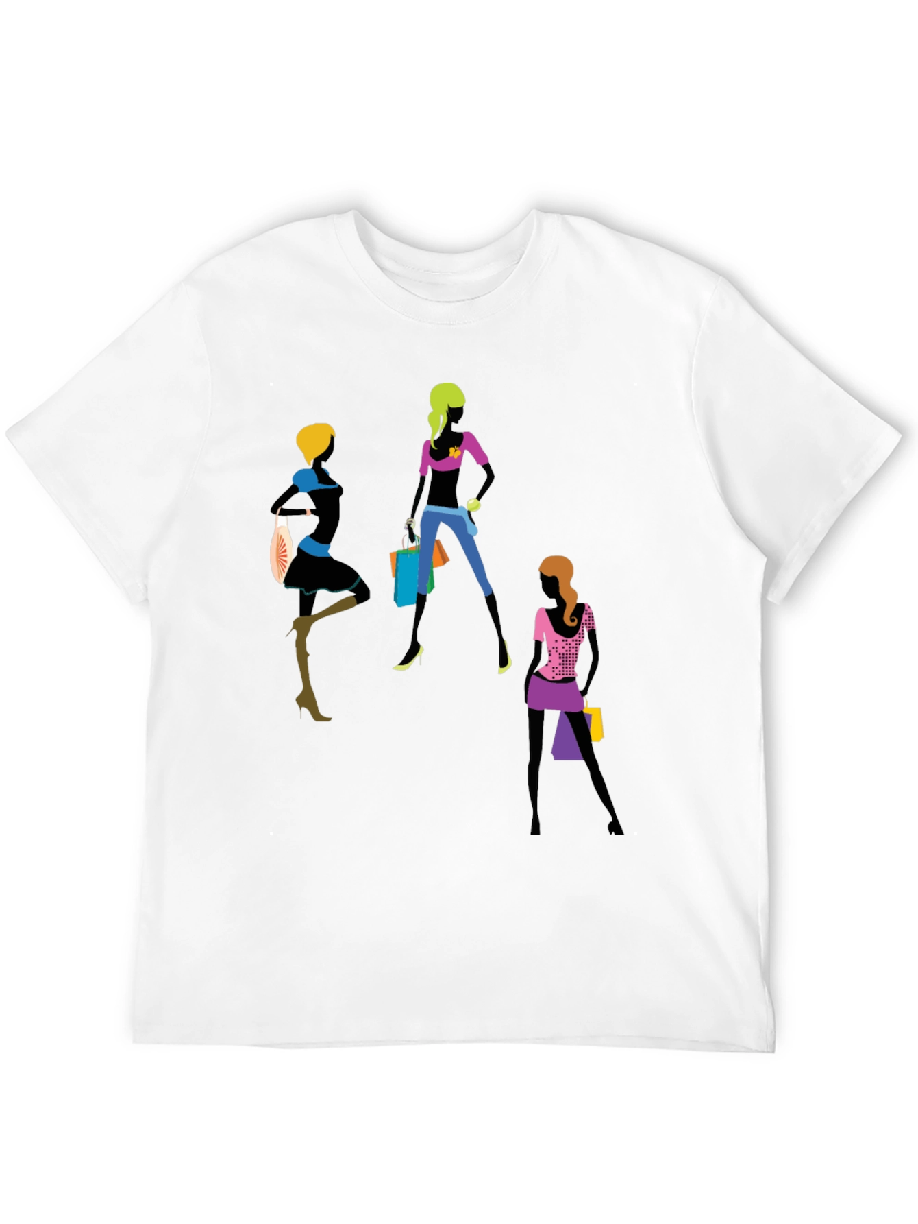 Trendy Women Shopping Graphic T-Shirt - Black
