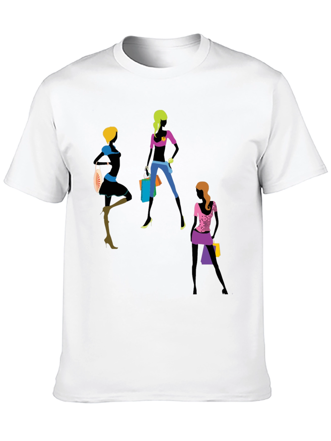 Trendy Women Shopping Graphic T-Shirt - Black