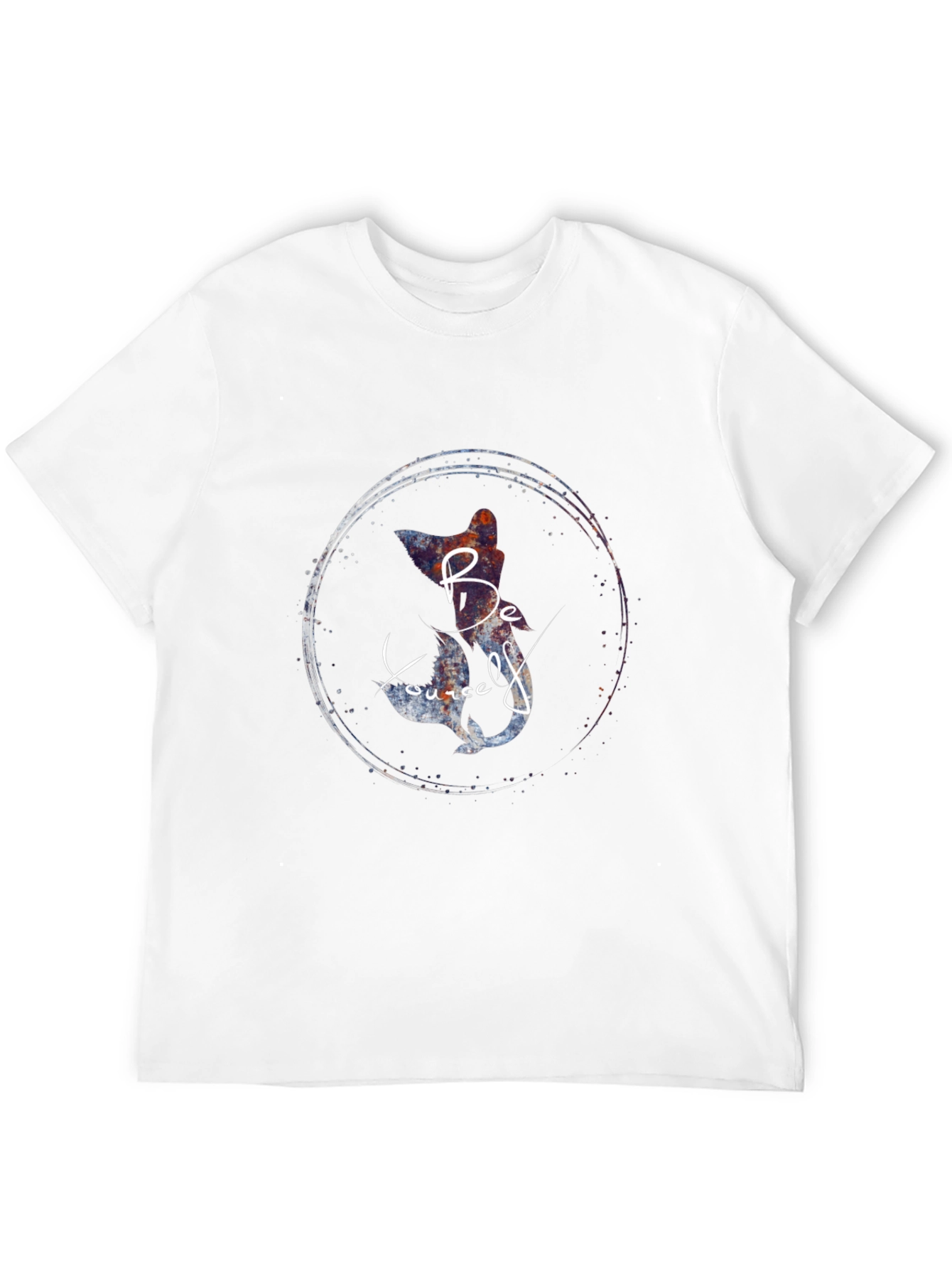 Be Yourself Cat Mermaid Graphic Black T-Shirt