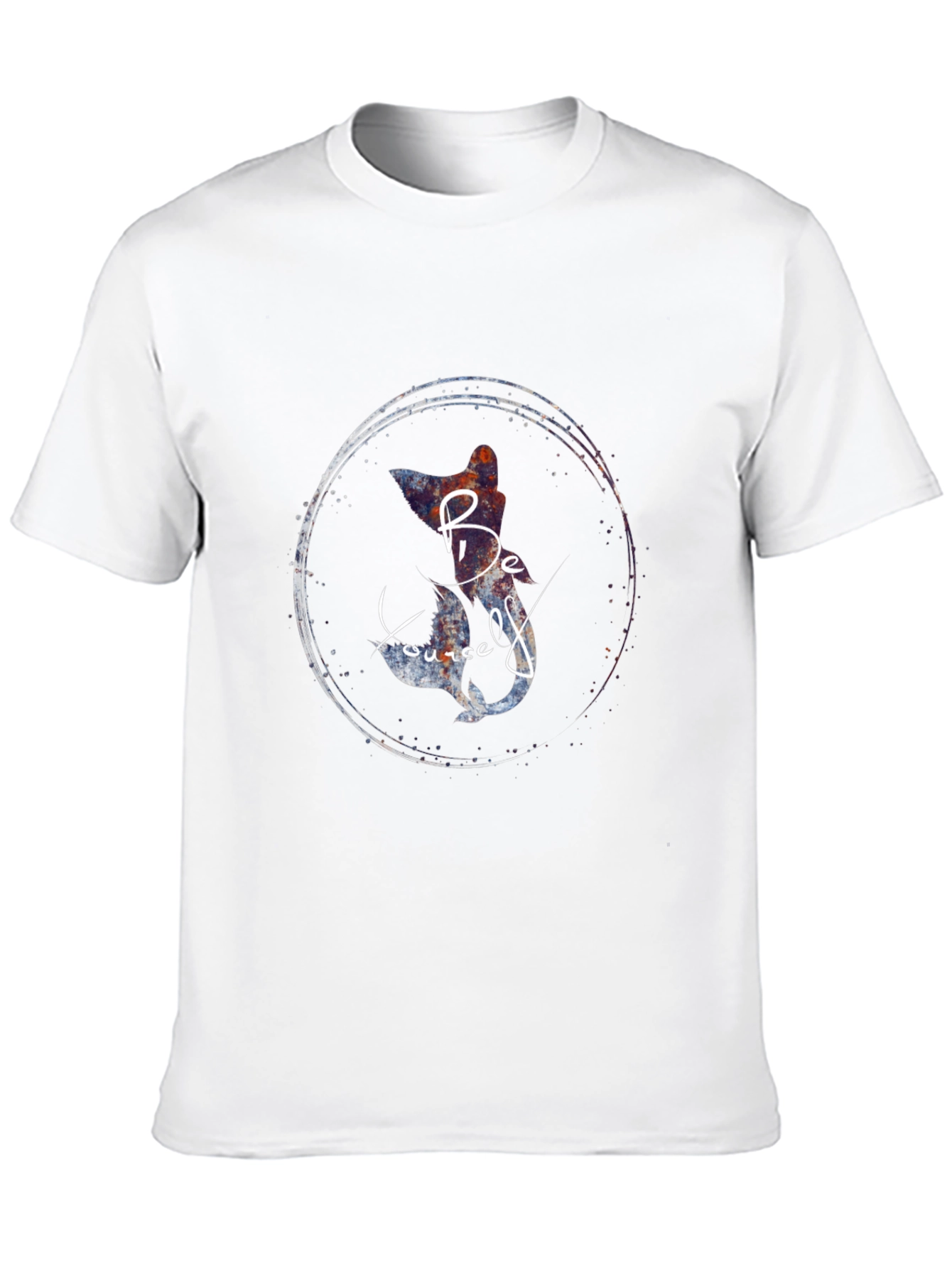 Be Yourself Cat Mermaid Graphic Black T-Shirt