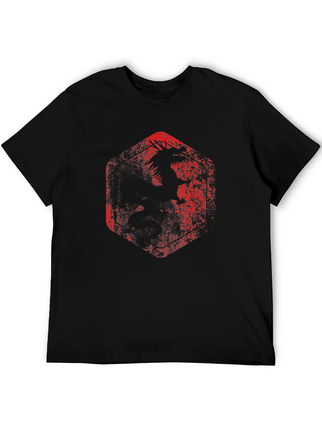 Grungy Dragon Graphic Tee - Black