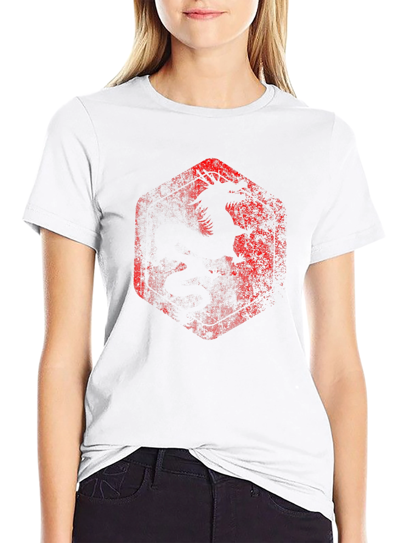 Grungy Dragon Graphic Tee - Black