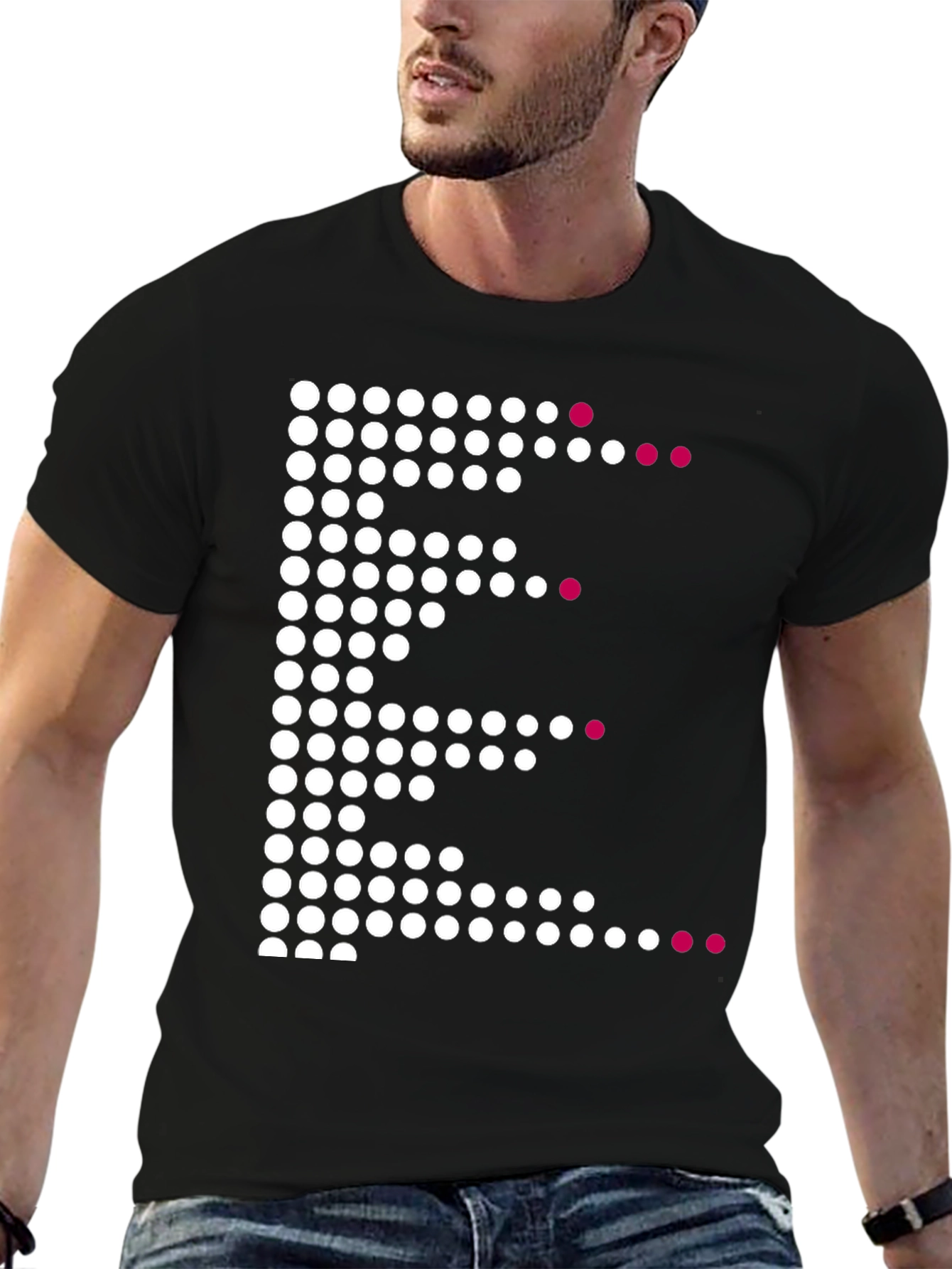 Dot Matrix Graphic Tee - Modern Casual Style