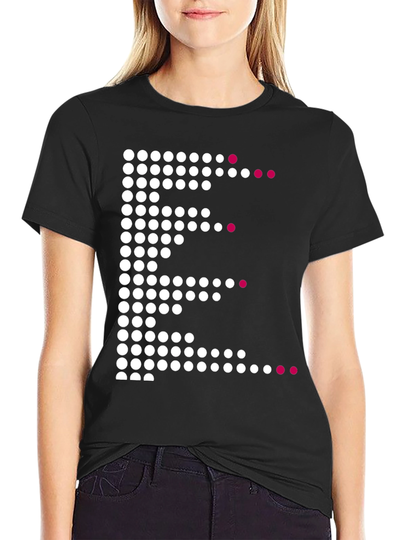 Dot Matrix Graphic Tee - Modern Casual Style